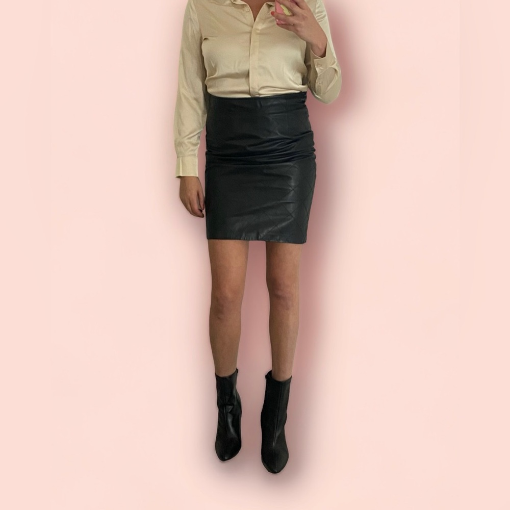 Black, genuine leather skirt